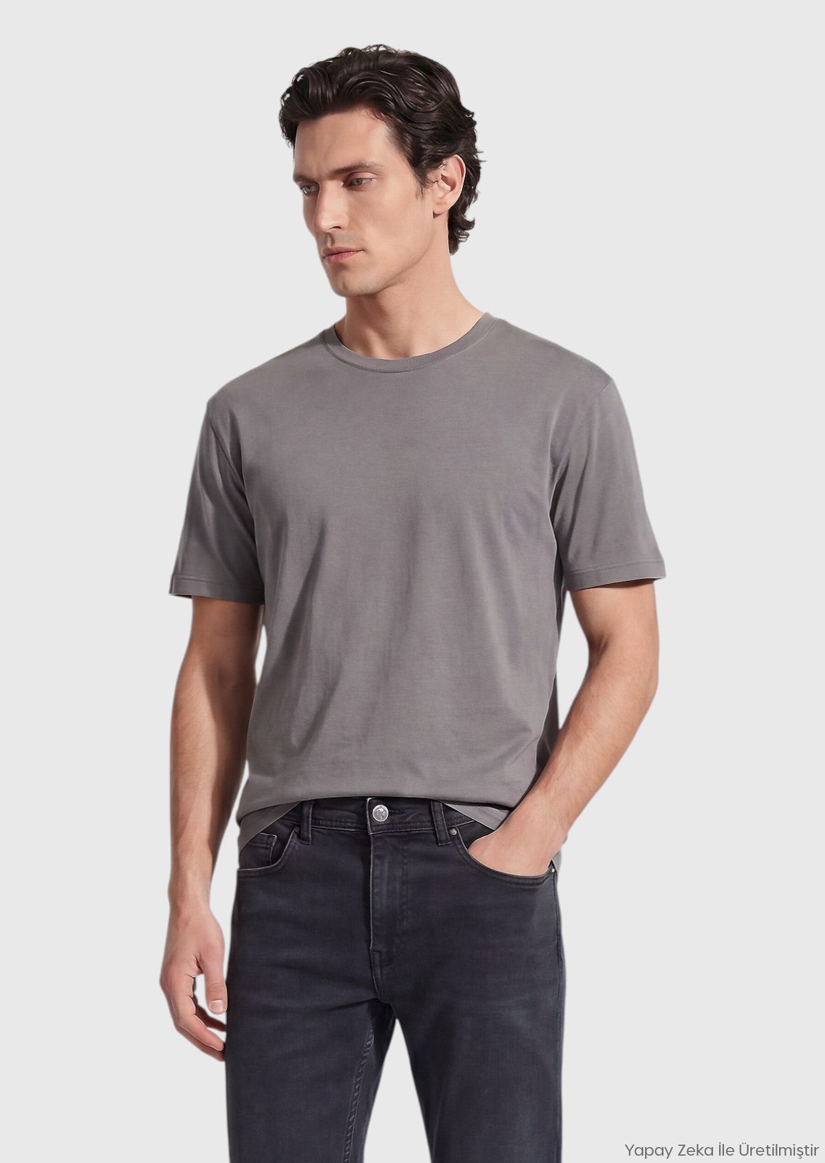 Gri Düz T-Shirt