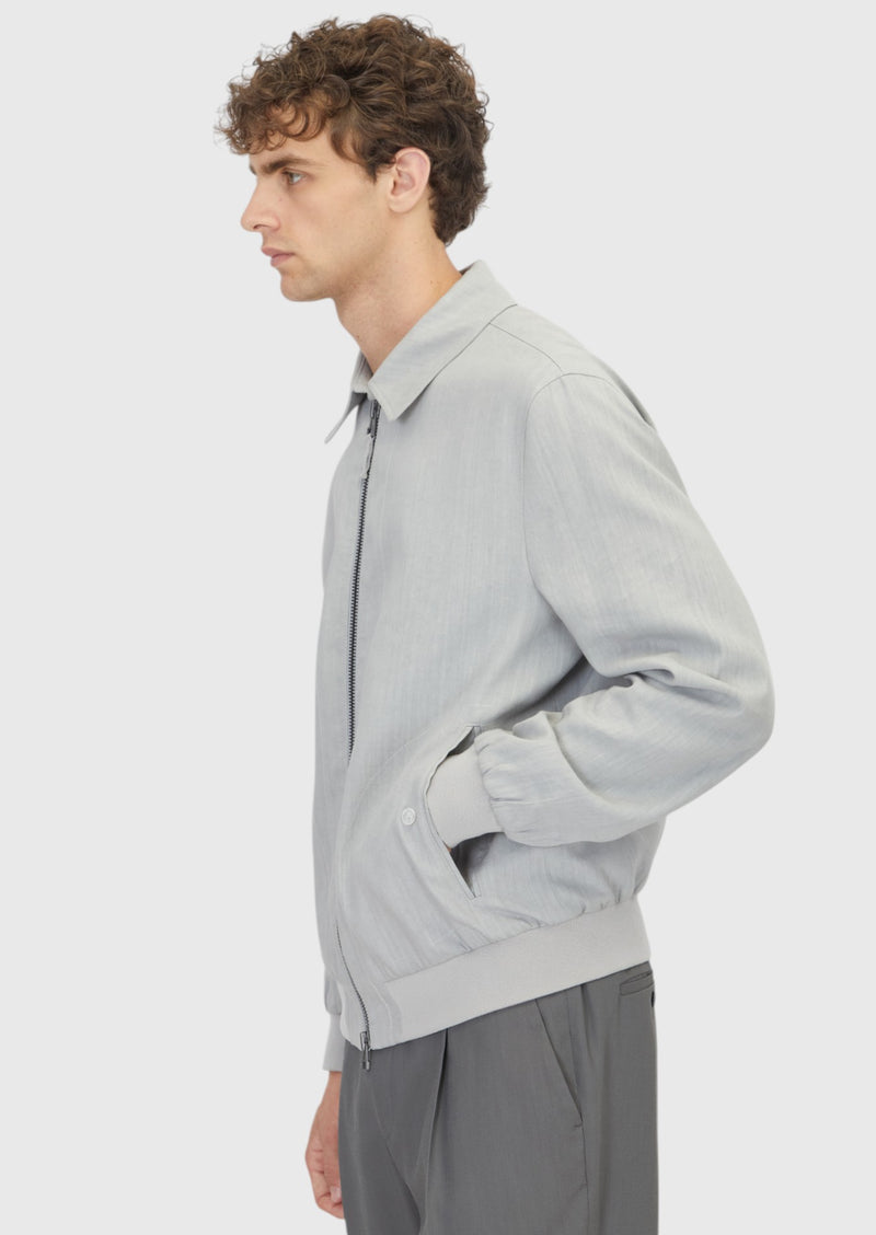 Açık Gri Regular Fit Gömlek Yaka Casual Teknik Mont