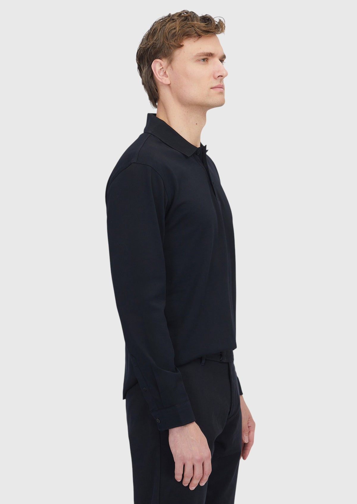 Siyah Düz Polo Yaka %100 Pamuk T-Shirt