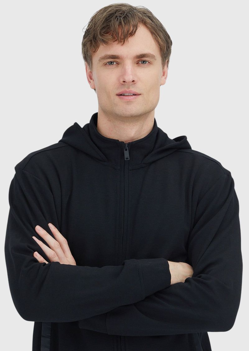 Siyah Kapüşonlu Düz Sweatshırt