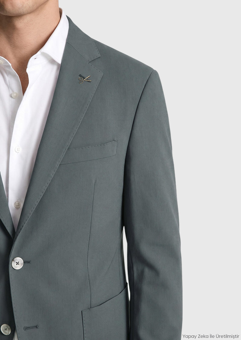 Açık Yeşil Düz Comfort Fit Örme Takım Elbise