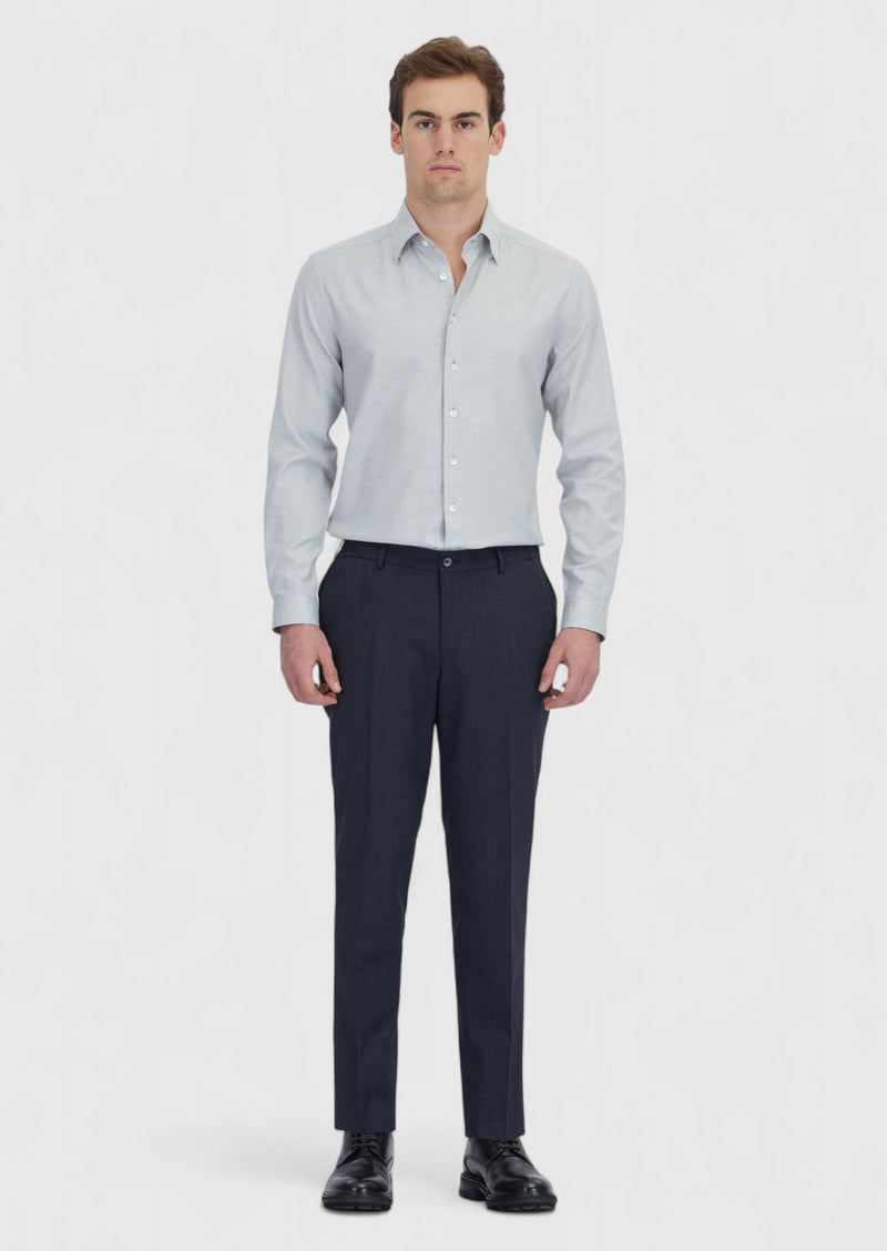 Açık Gri Desenli Casual Fit Uzun Dokuma Casual %100 Pamuk Gömlek