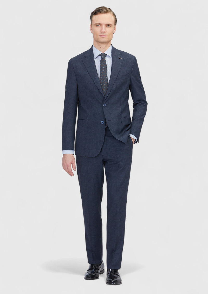 Lacivert Desenli Zeroweight Slim Fit %100 Yün Takım Elbise