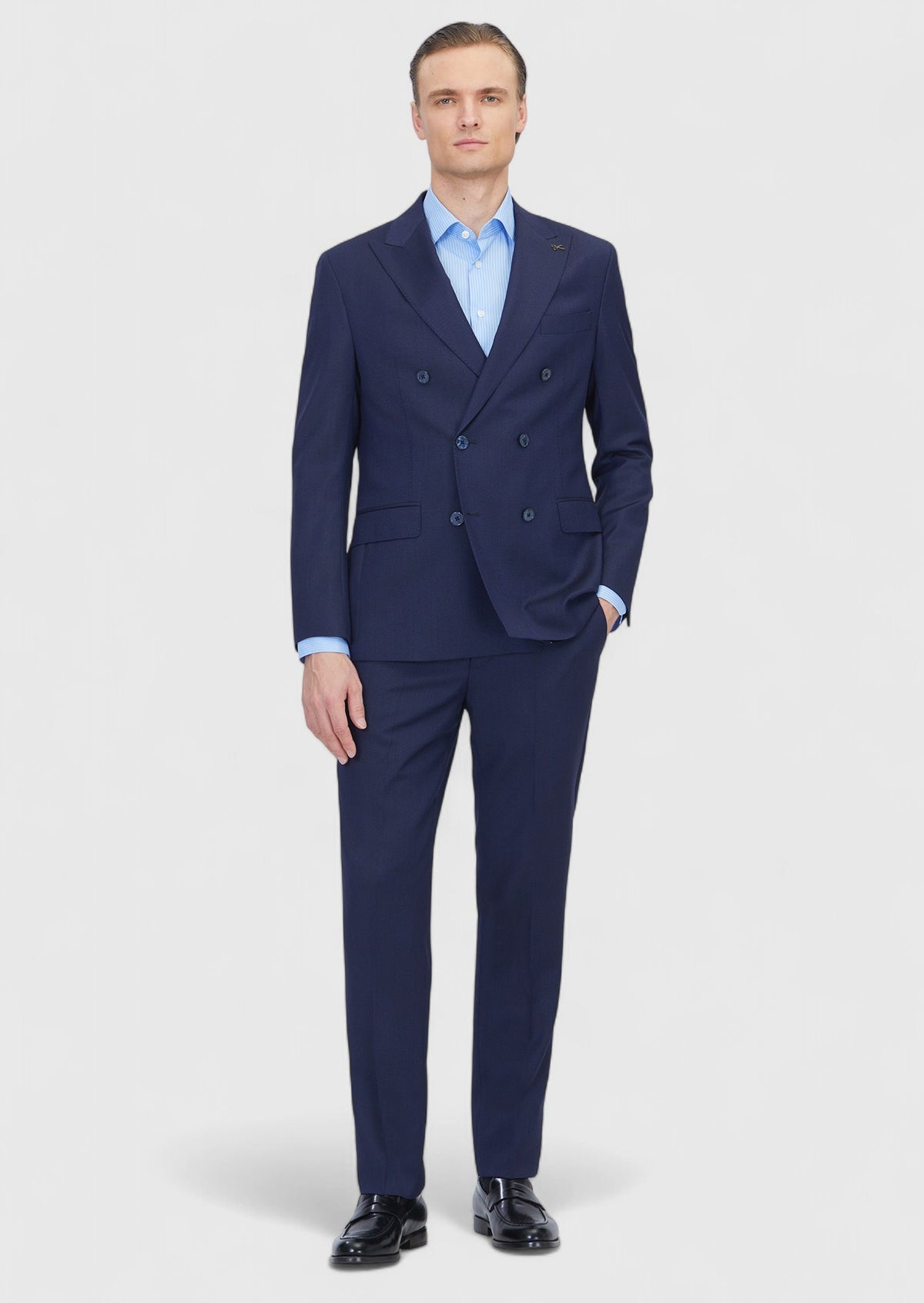 Lacivert Zeroweight Slim Fit Yün Karışımlı Takım Elbise