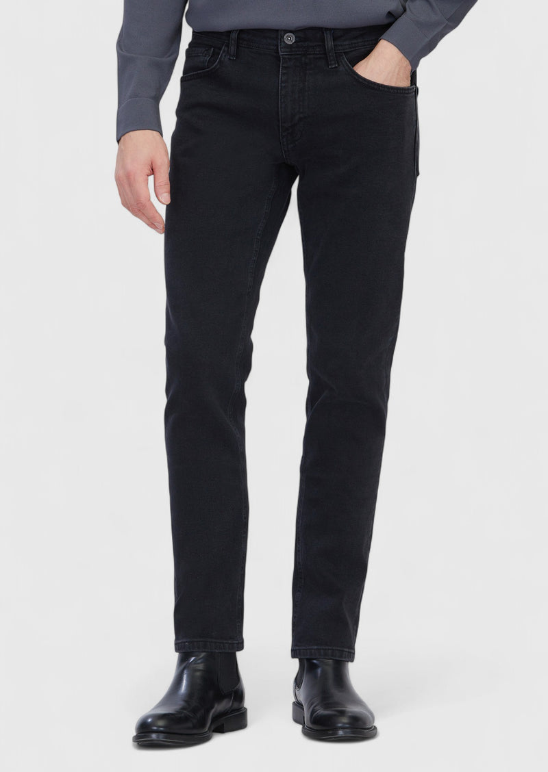 Antrasit Düz Slim Fit Denim Pamuk Karışımlı Pantolon