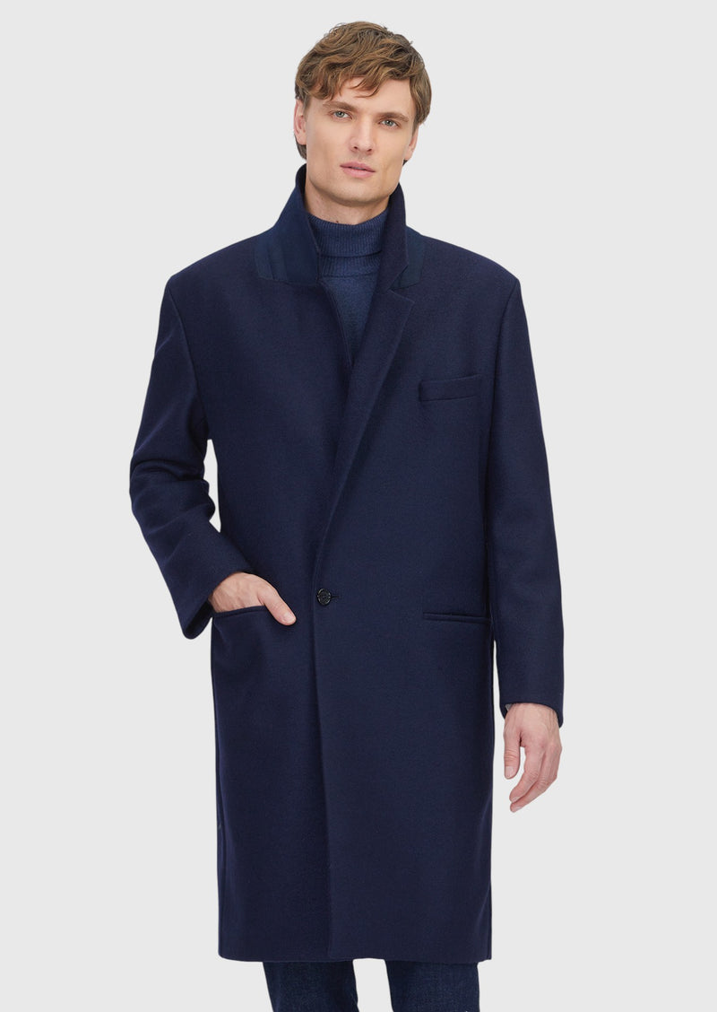 Lacivert Regular Fit Kelebek Yaka Casual Örme Palto