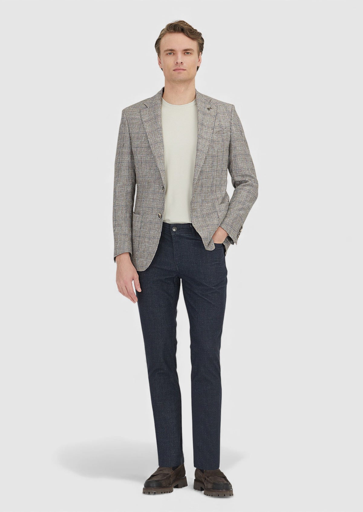 Vizon Düz Zeroweight Slim Fit Yün Karışımlı Ceket