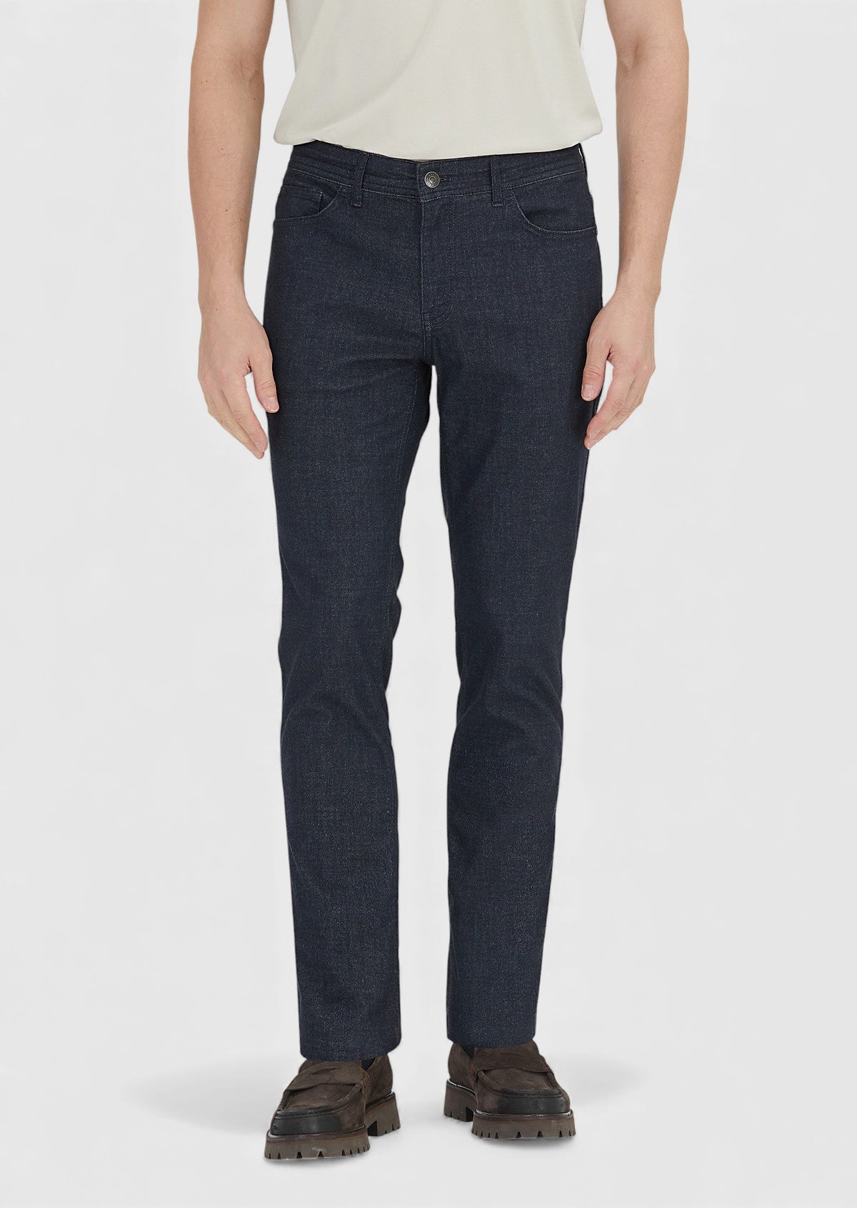 Lacivert Düz Dokuma Regular Fit Casual Pamuk Karışımlı Pantolon