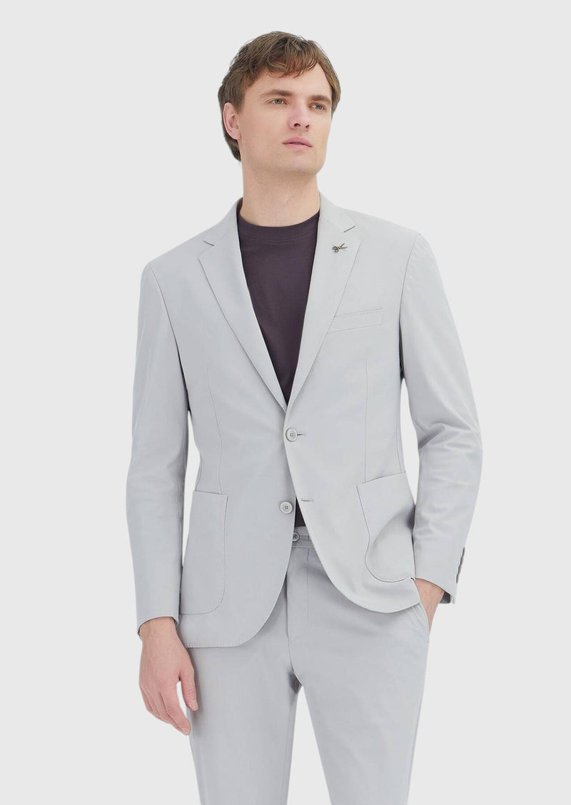 Açık Gri Düz Comfort Fit Örme Takım Elbise