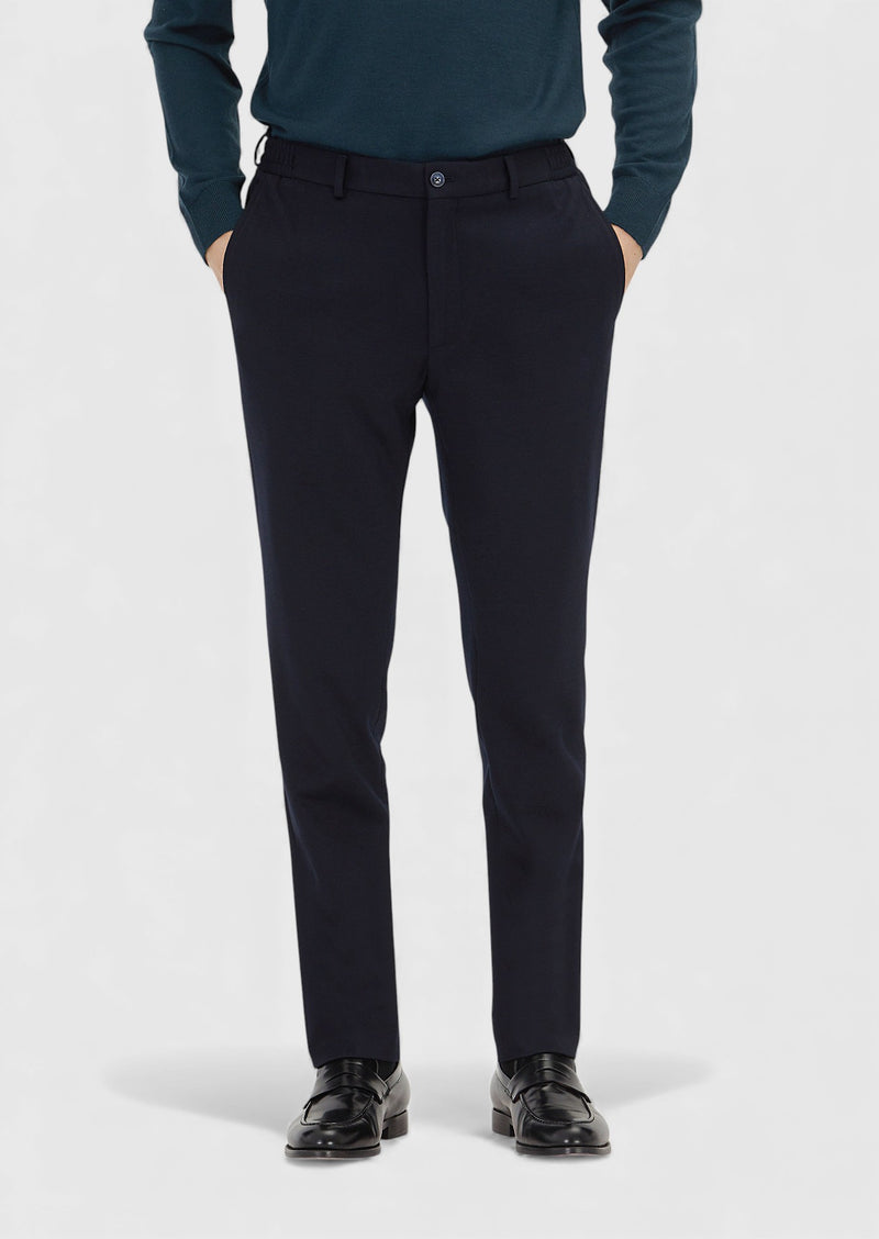 Lacivert Düz Örme Modern Fit Klasik Yün Karışımlı Pantolon