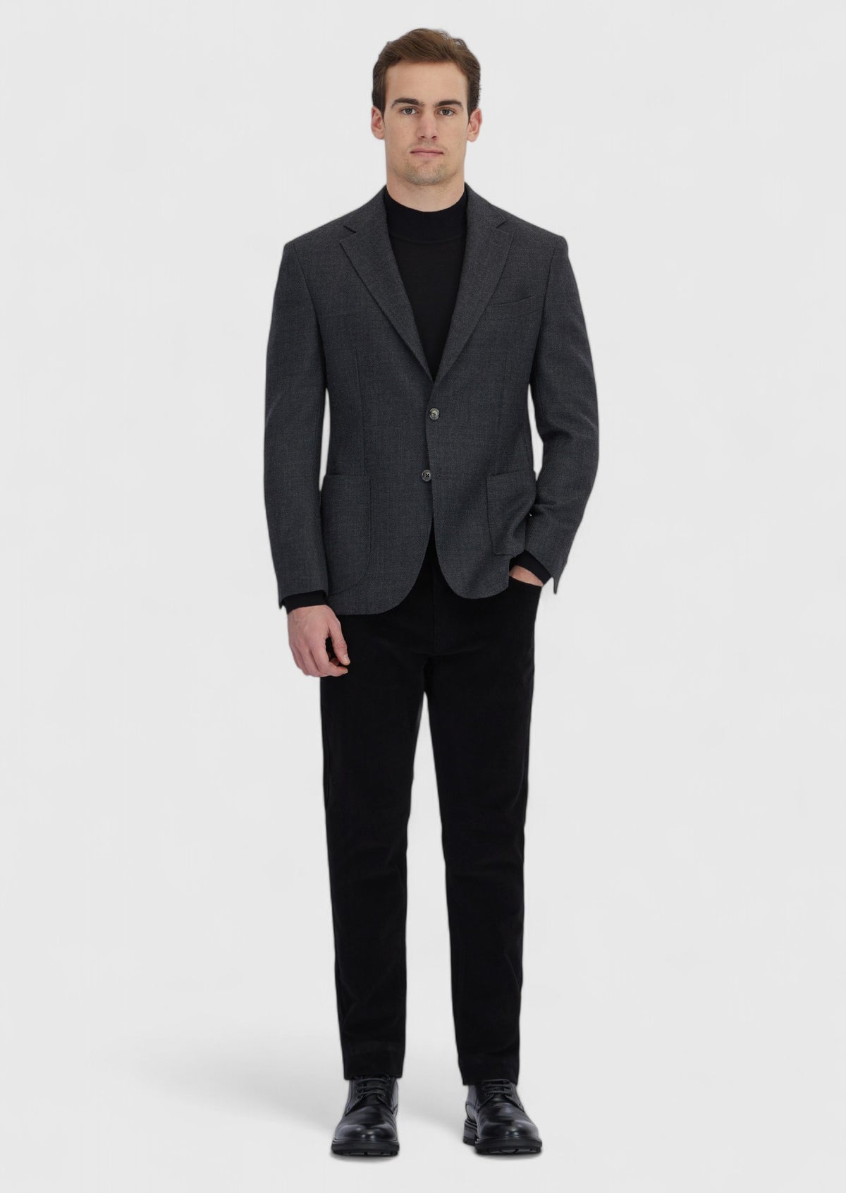 Antrasit Desenli Zeroweight Slim Fit %100 Yün Ceket