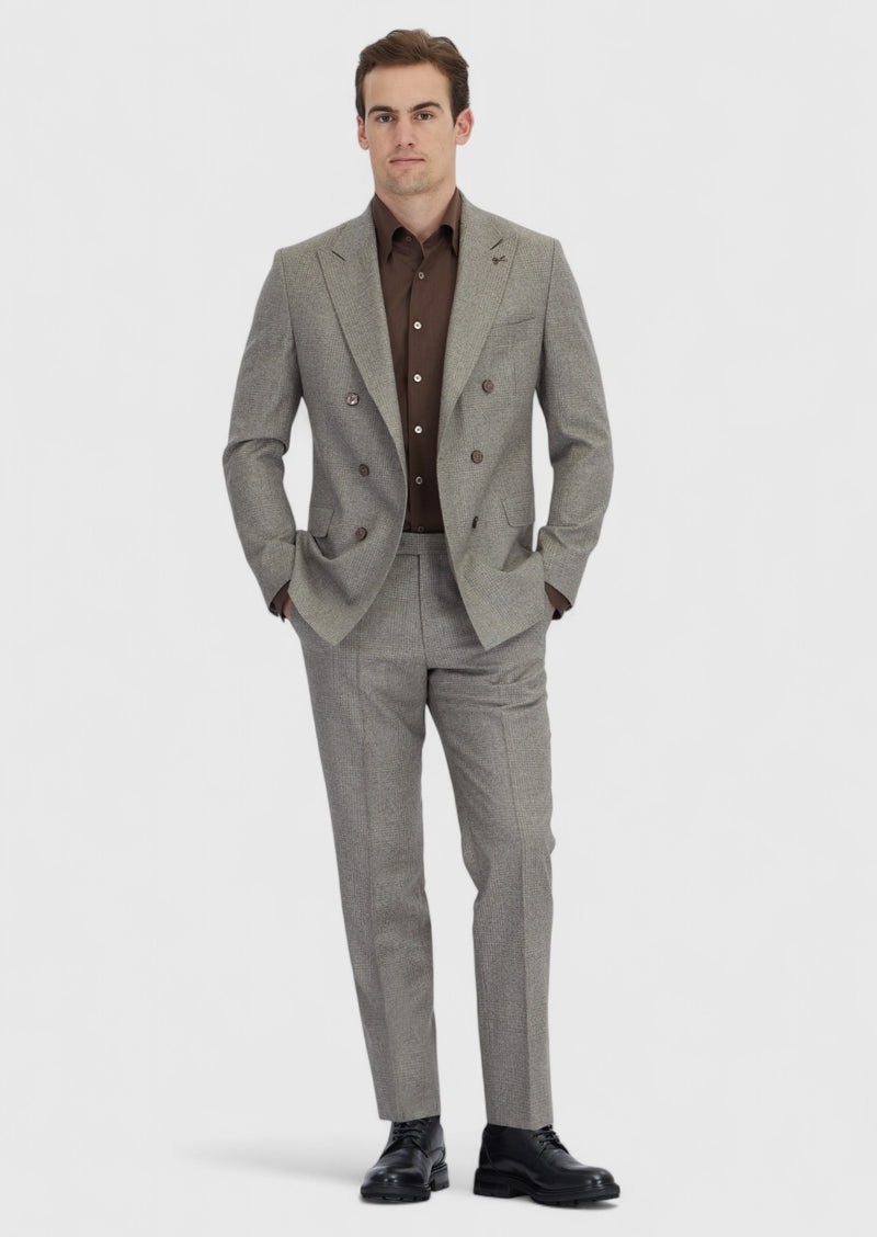 Açık Vizon Mikro Zeroweight Slim Fit %100 Yün Takım Elbise