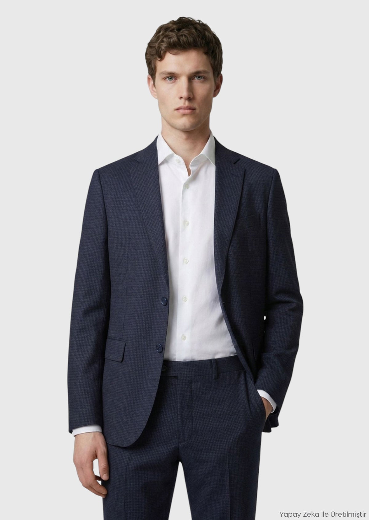 Antrasit Kareli Zeroweight Slim Fit %100 Yün Takım Elbise