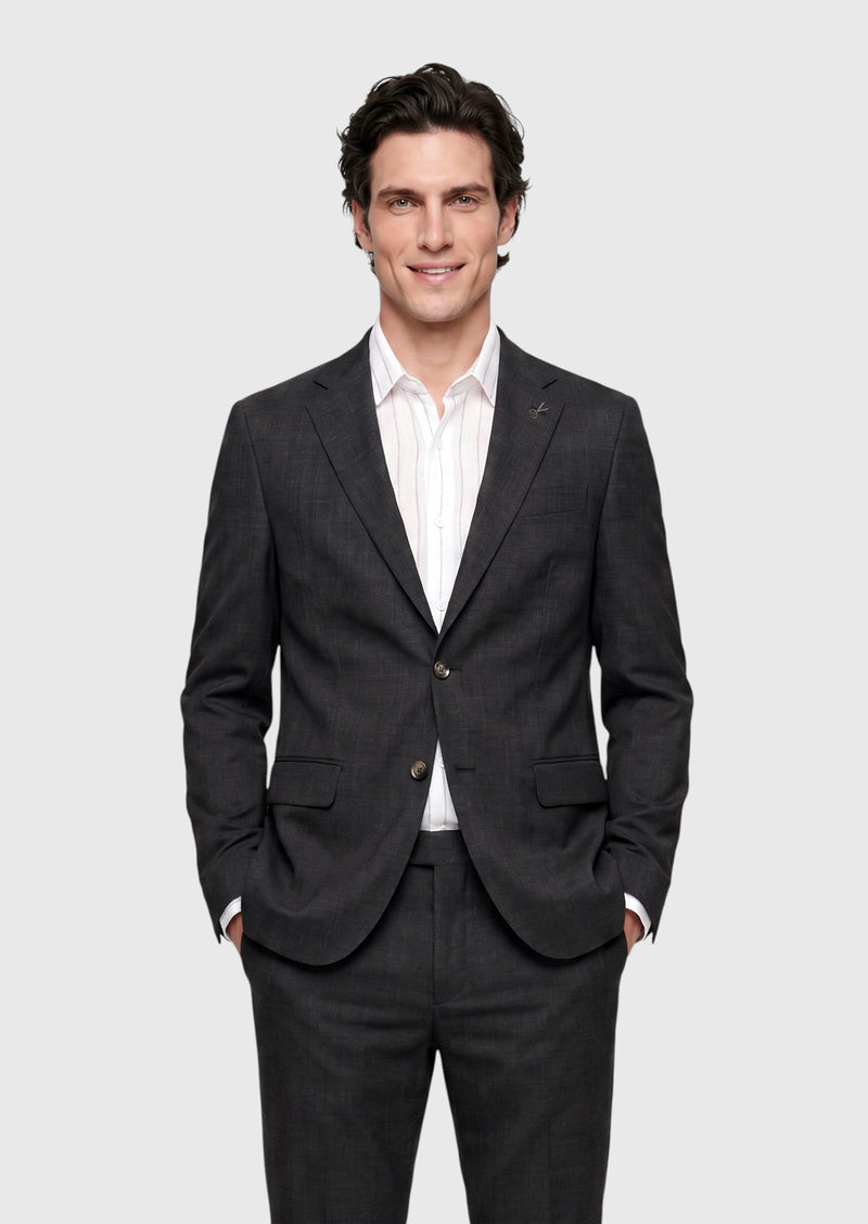 Antrasit Kareli Zeroweight Slim Fit %100 Yün Takım Elbise