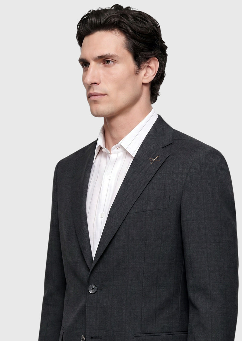 Antrasit Kareli Zeroweight Slim Fit %100 Yün Takım Elbise