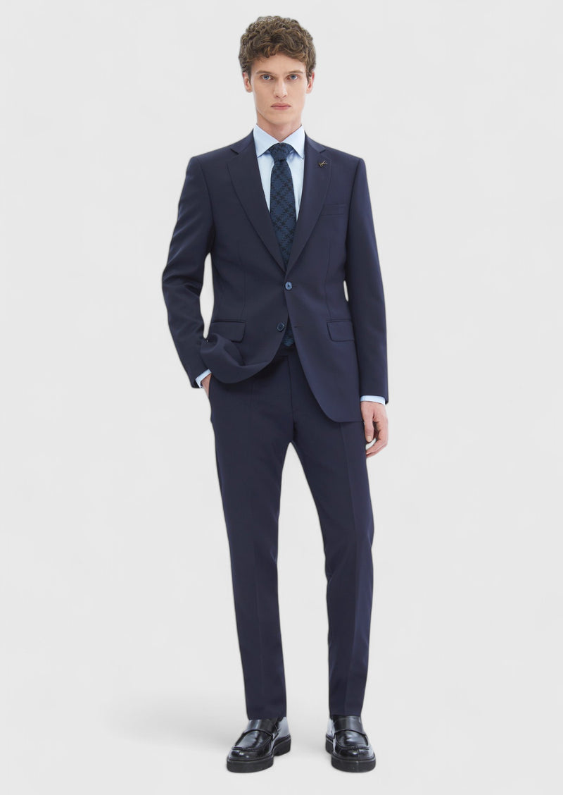 Lacivert Düz Thin&taller Slim Fit %100 Yün Takım Elbise