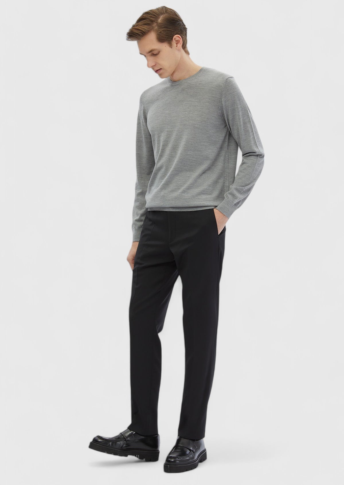 Siyah Modern Fit Klasik %100 Yün Pantolon