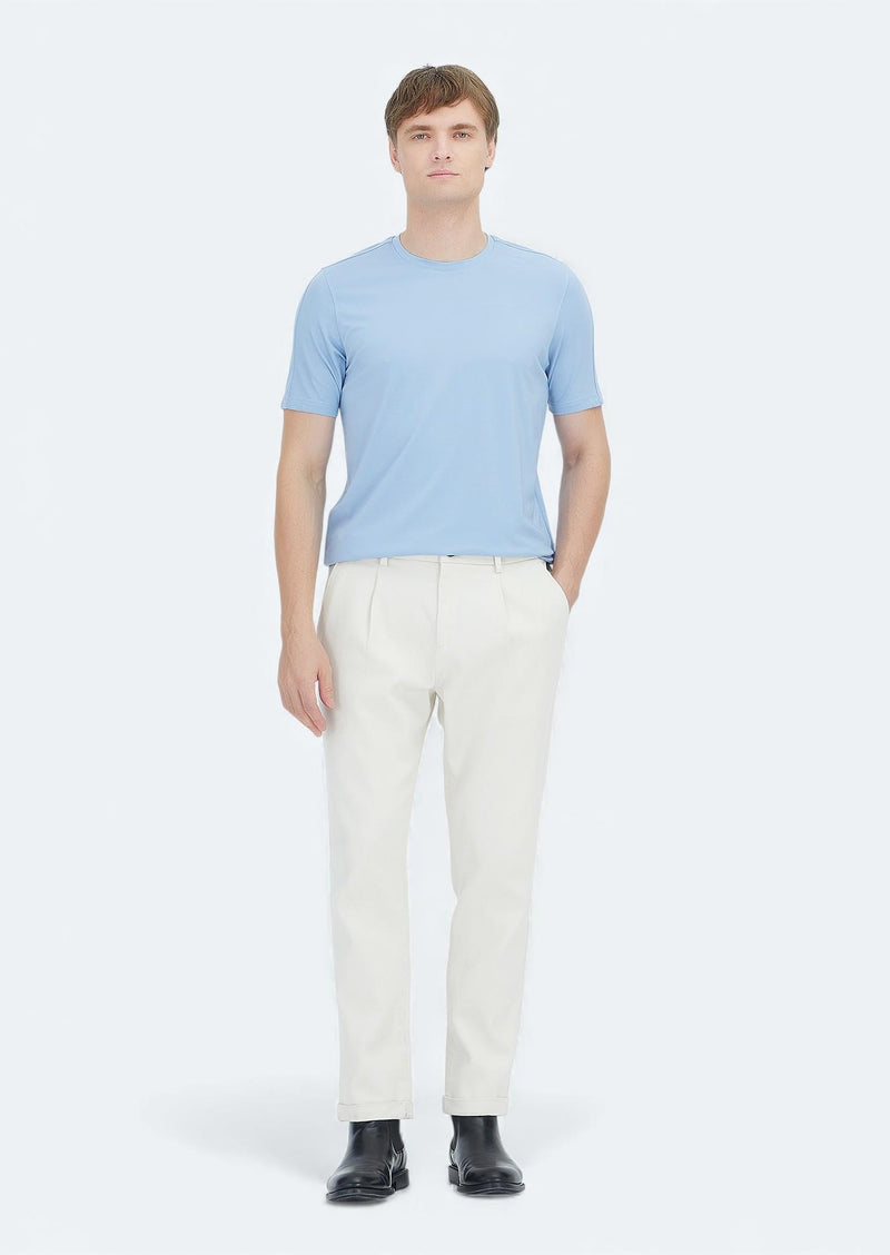Açık Mavi Düz Bisiklet Yaka T-Shirt