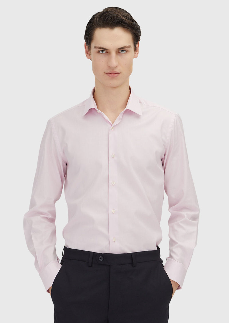 Pembe Regular Fit Uzun Dokuma Klasik %100 Pamuk Gömlek