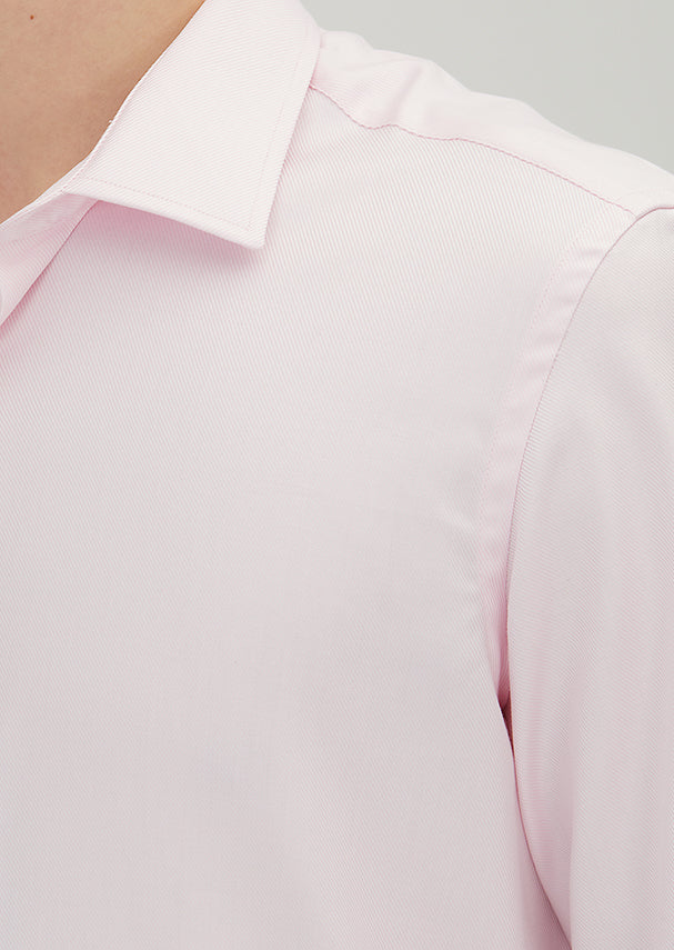 Açık Pembe Regular Fit Uzun Dokuma Klasik %100 Pamuk Gömlek