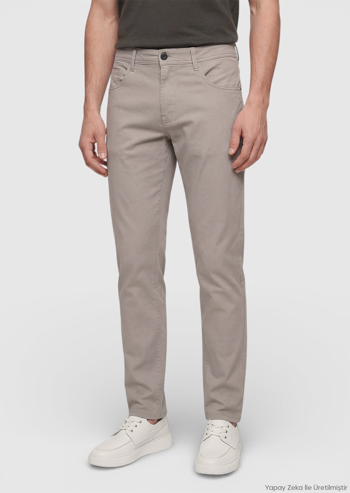 Vizon Düz Dokuma Slim Fit Casual Pamuk Karışımlı Pantolon