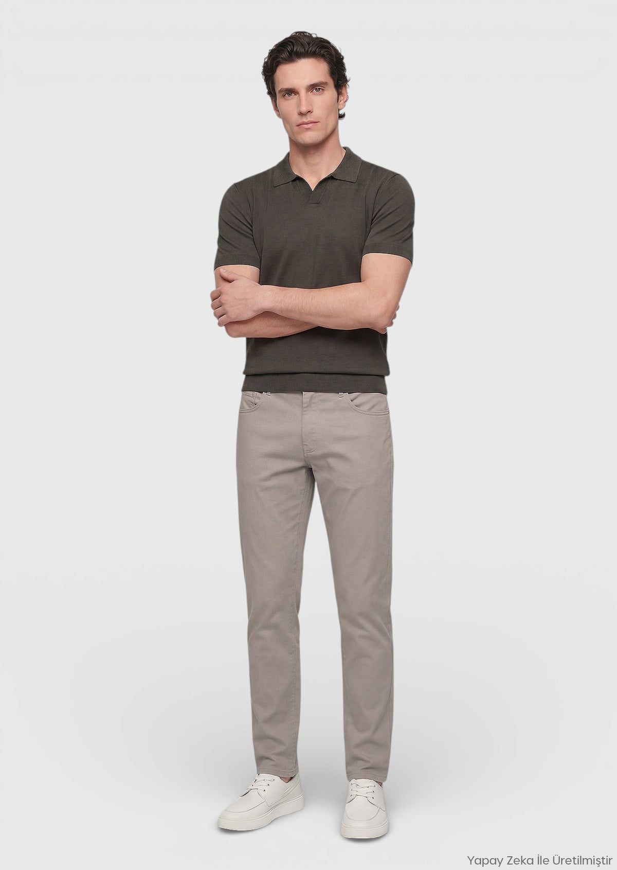 Vizon Düz Dokuma Slim Fit Casual Pamuk Karışımlı Pantolon