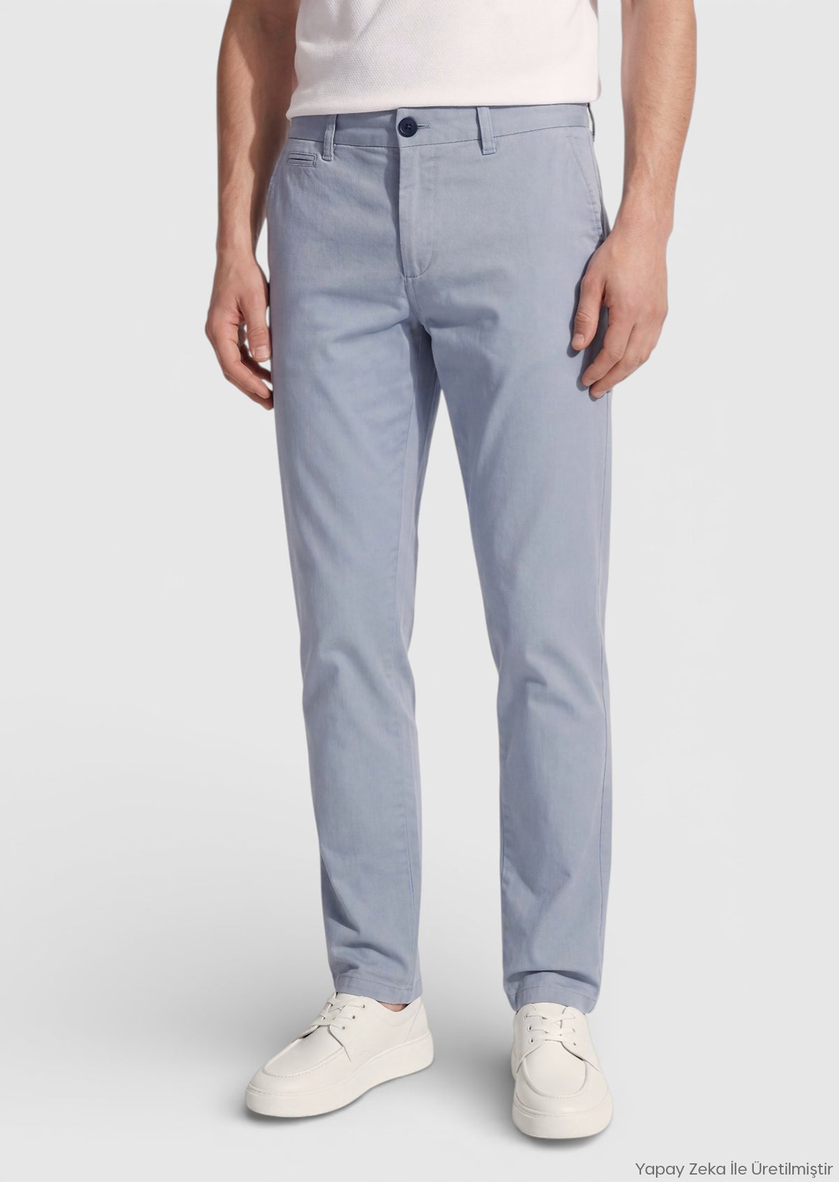 Mavi Düz Dokuma Regular Fit Casual Pamuk Karışımlı Pantolon