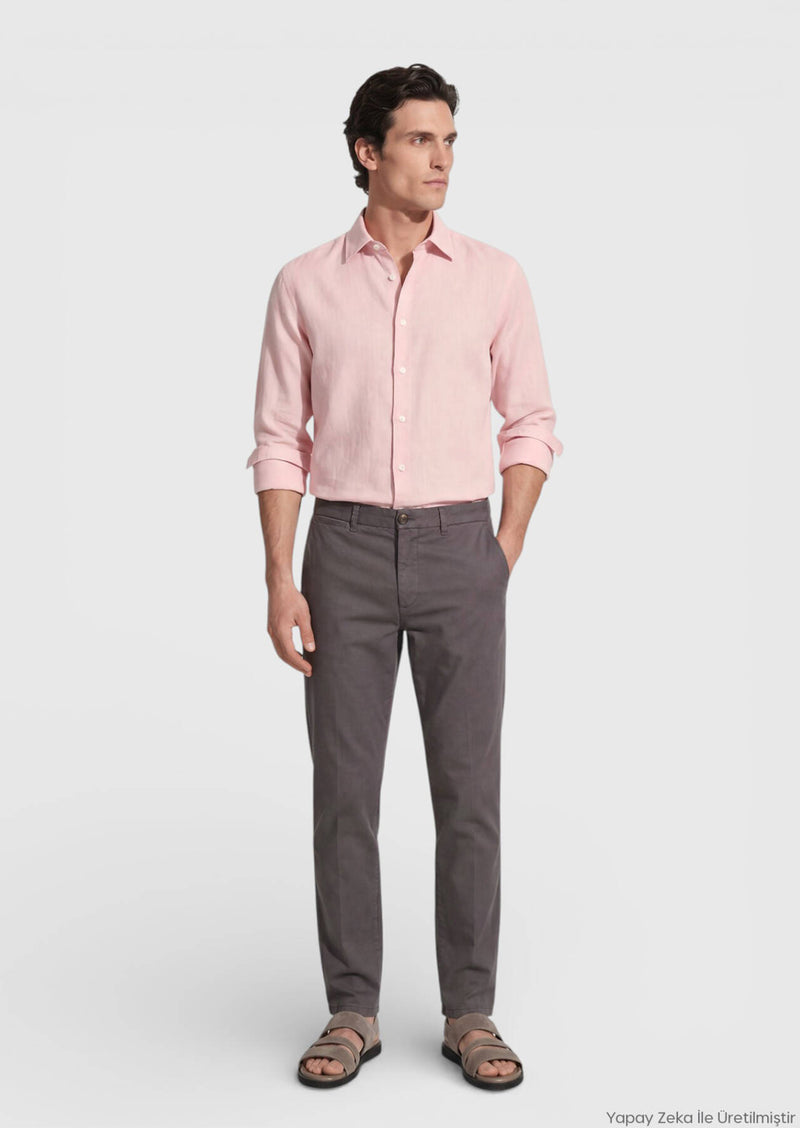 Mürdüm Dokuma Regular Fit Casual Pamuk Karışımlı Pantolon