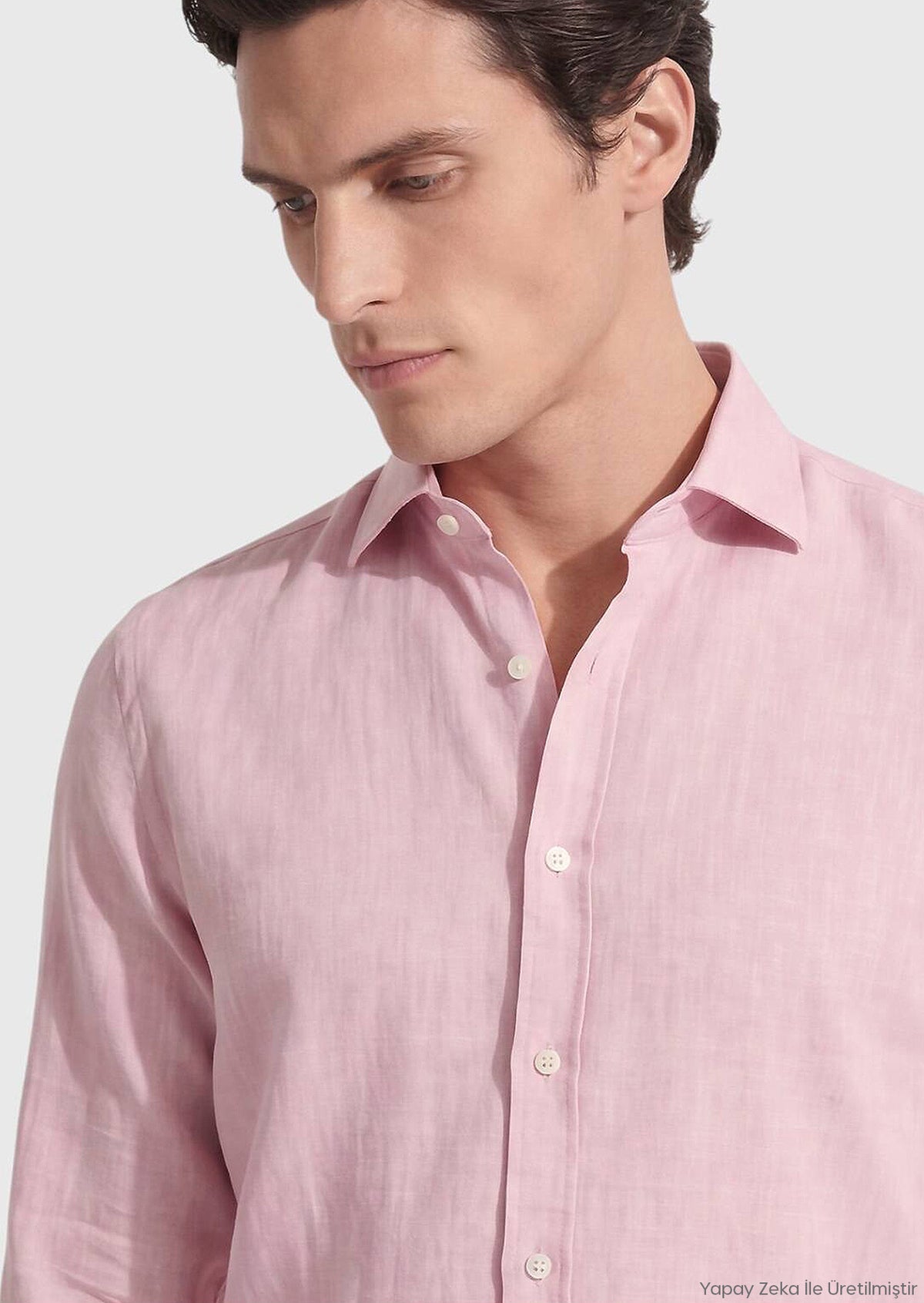 Pembe Düz Casual Fit Uzun Dokuma Casual %100 Pamuk Gömlek