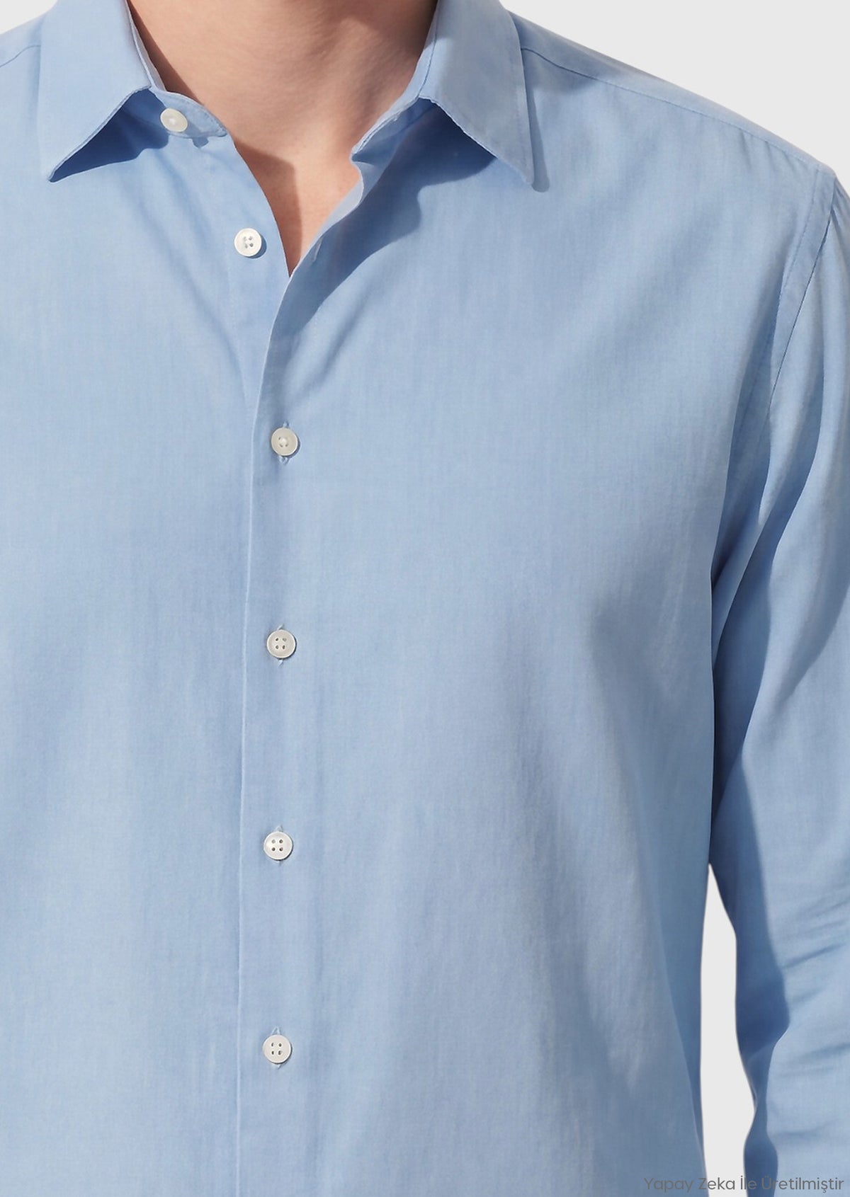 Mavi Düz Casual Fit Uzun Dokuma Casual %100 Pamuk Gömlek