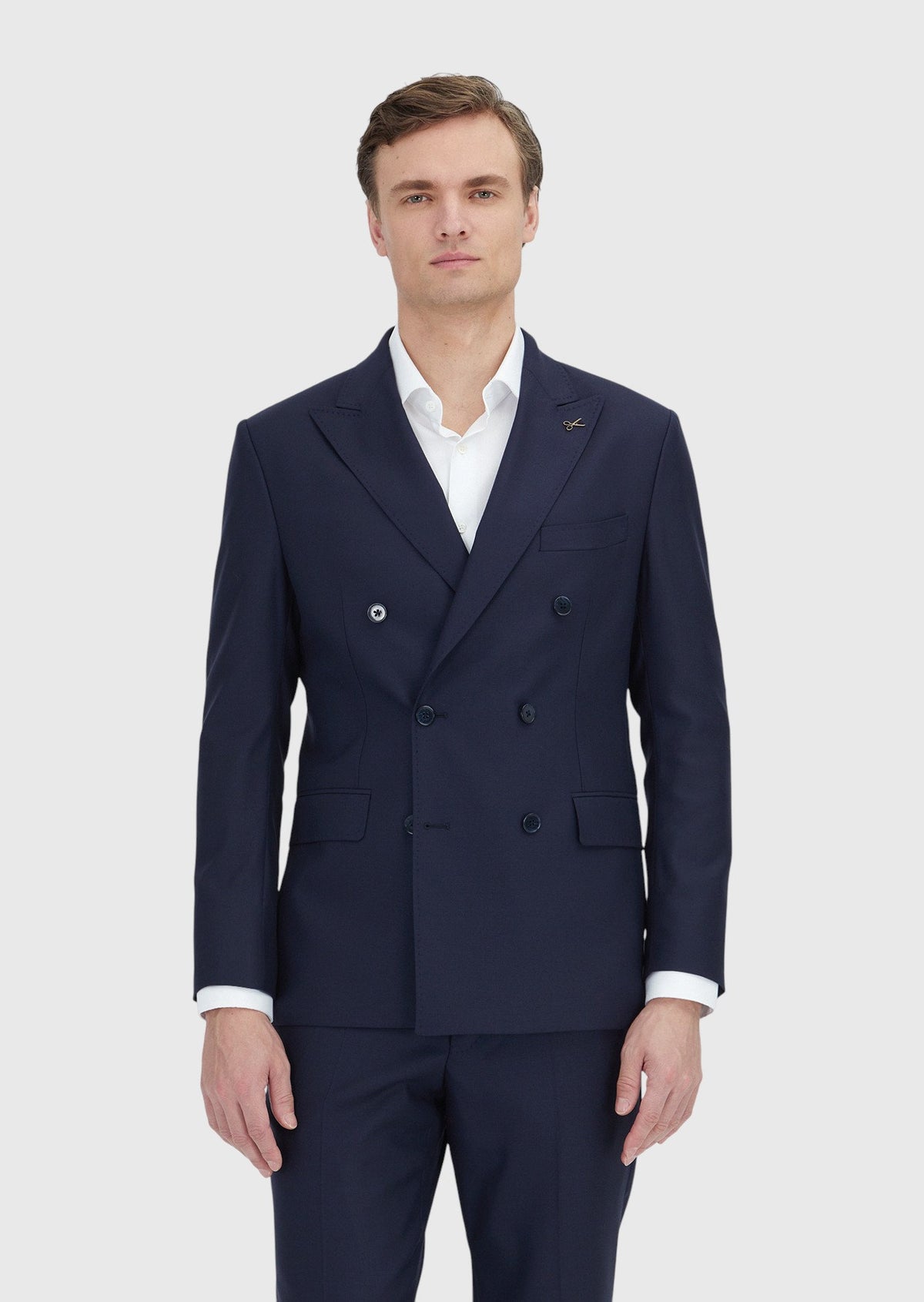 Lacivert Düz Zeroweight Slim Fit %100 Yün Takım Elbise