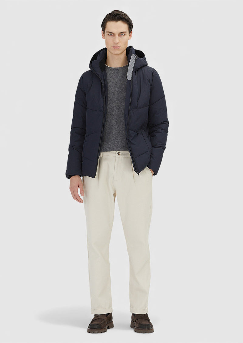 Lacivert Regular Fit Kapüşonlu Casual Dokuma Mont
