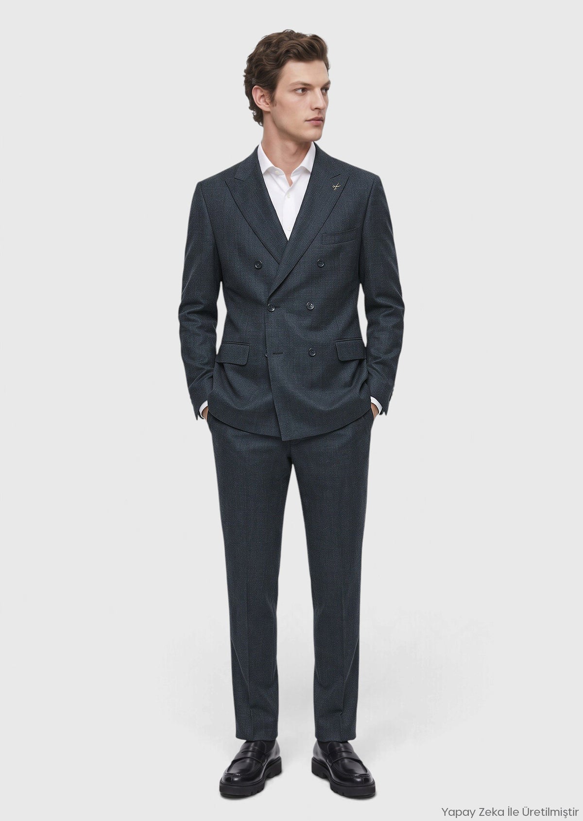 Yeşil Düz Zeroweight Slim Fit %100 Yün Takım Elbise