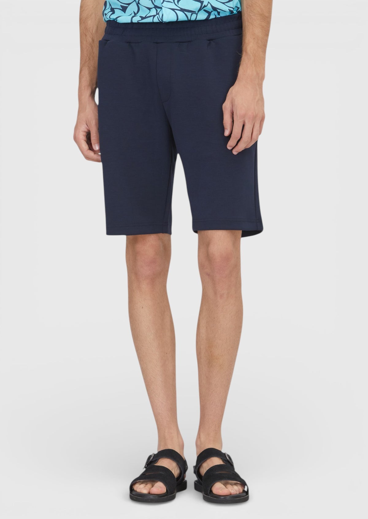 Lacivert Düz Örme Regular Fit Casual Bermuda