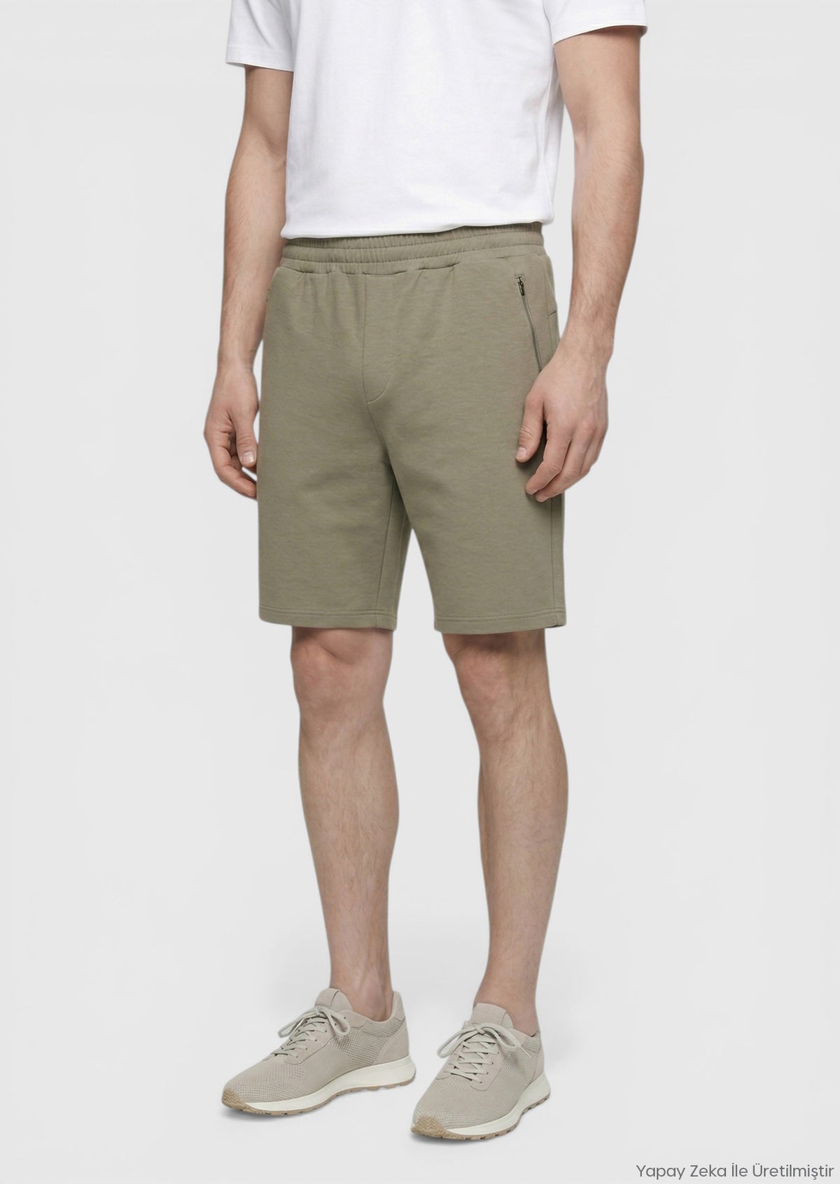 Haki Düz Örme Regular Fit Casual Bermuda