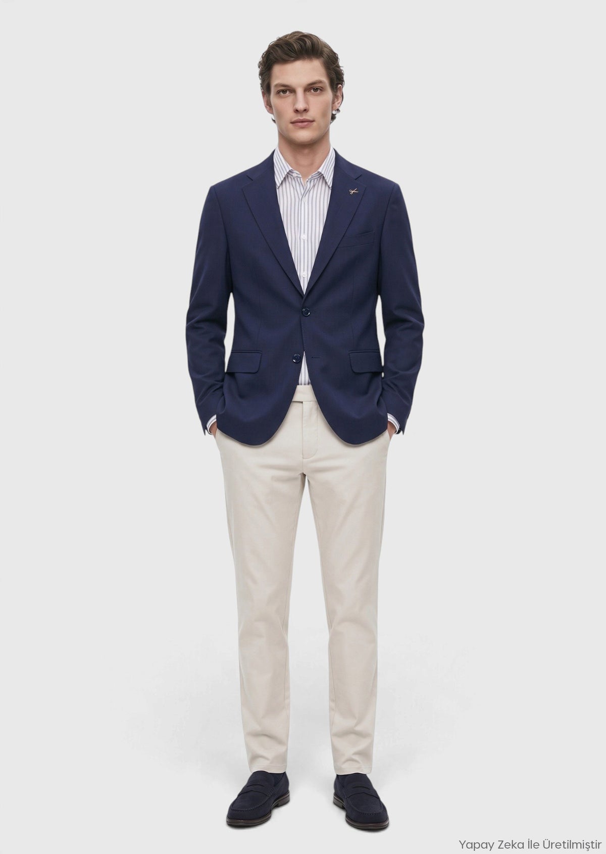 Lacivert Shirt Shoulder Slim Fit %100 Yün Ceket