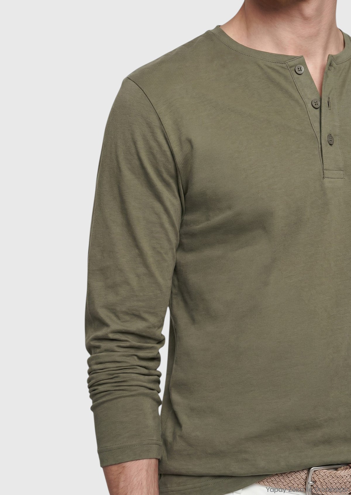 Haki Düz %100 Pamuk T-Shirt