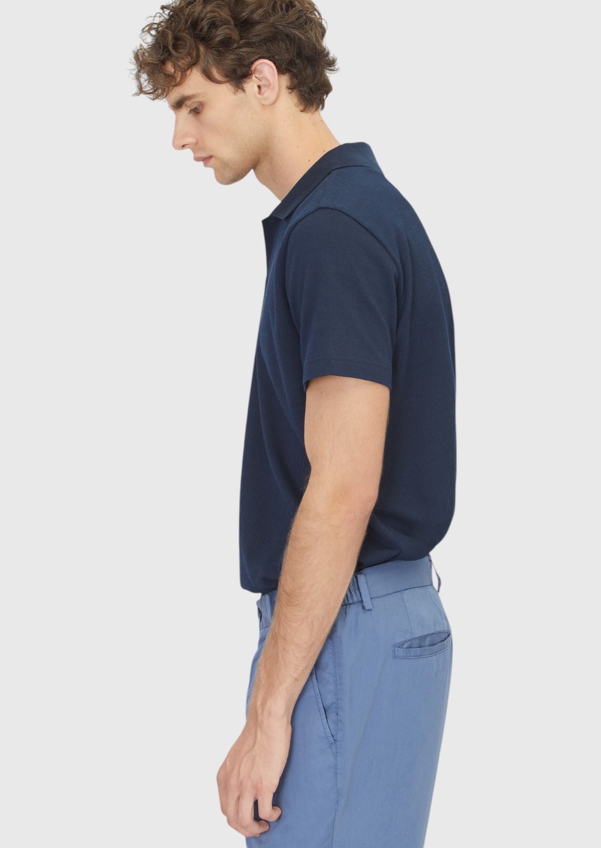 Lacivert Fitilli %100 Pamuk T-Shirt