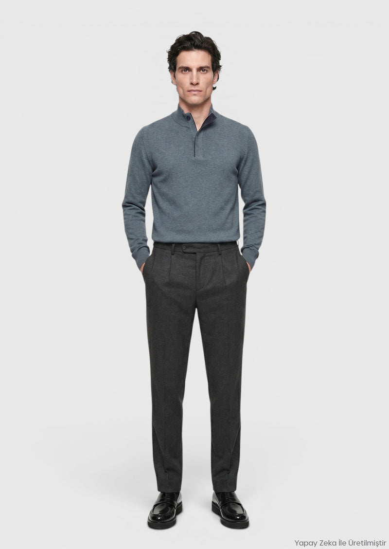Kahverengi Düz Dokuma Modern Fit Casual Pantolon