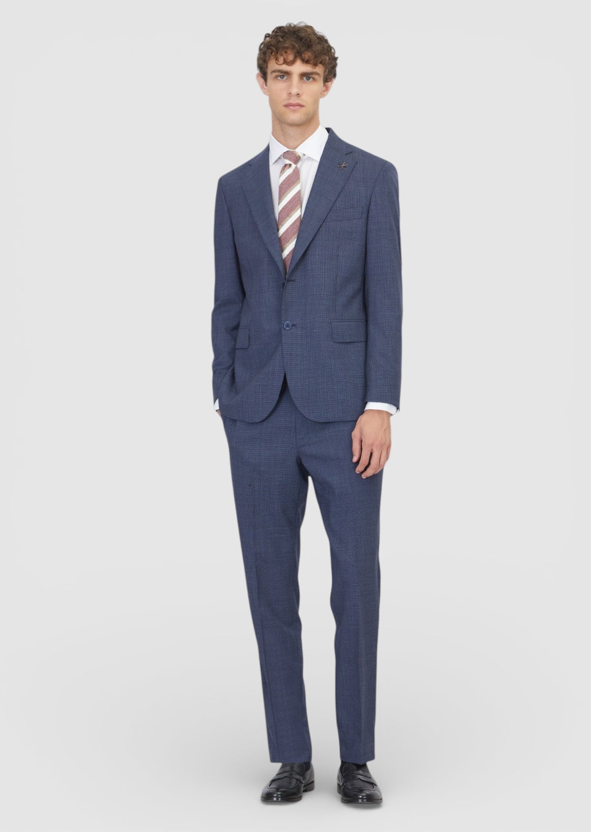 Açık Lacivert Potikare Zeroweight Slim Fit %100 Yün Takım Elbise