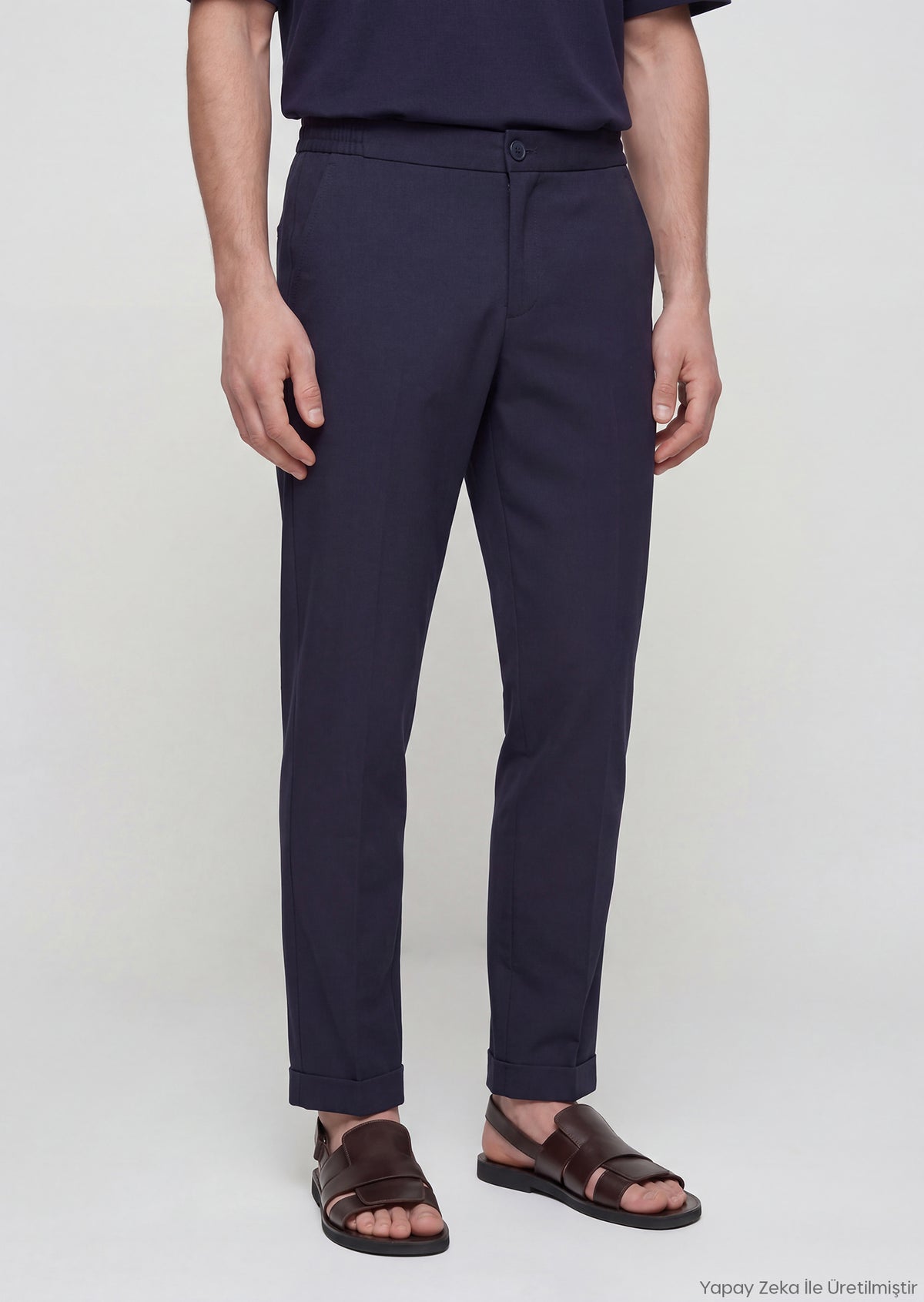 Lacivert Düz Dokuma Jogging Fit Casual Pantolon