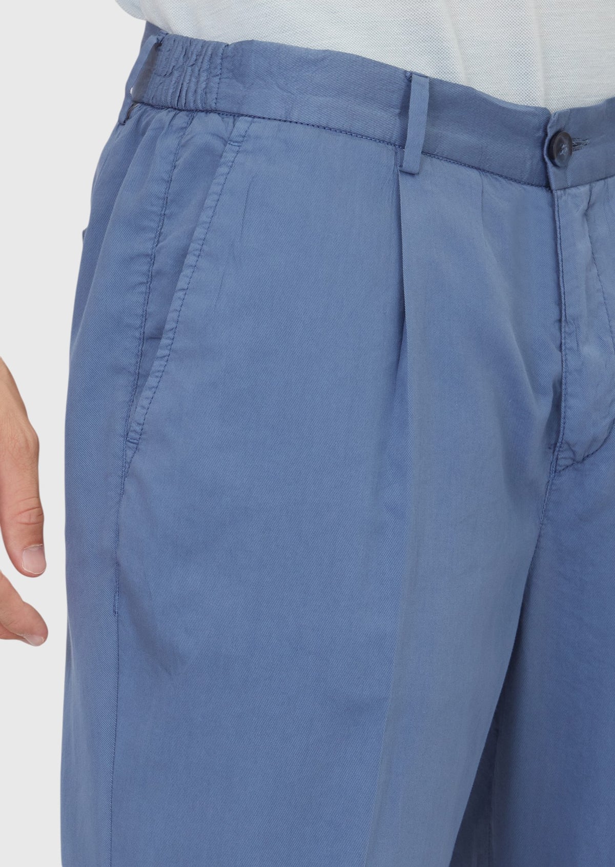 Açık Mavi Düz Dokuma Jogging Fit Casual İpek Karışımlı Pantolon
