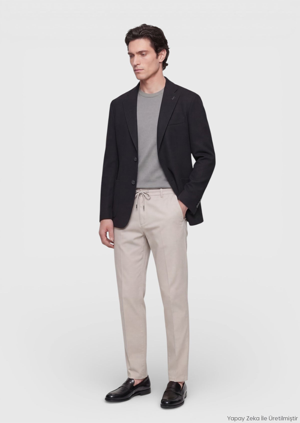 Siyah Shirt Shoulder Slim Fit %100 Pamuk Örme Ceket