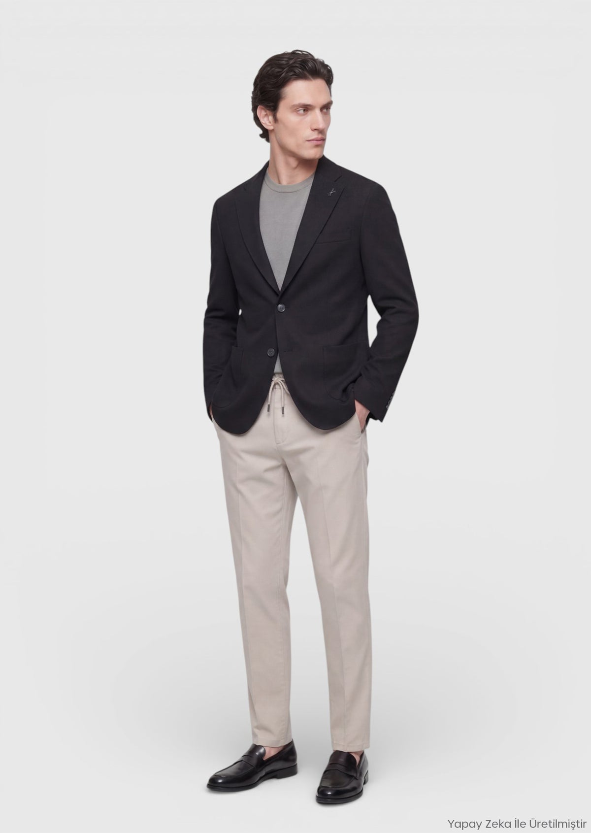 Siyah Shirt Shoulder Slim Fit %100 Pamuk Örme Ceket