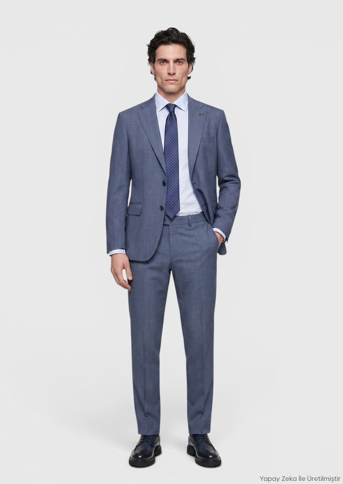 Lacivert Düz Zeroweight Slim Fit Yün Karışımlı Takım Elbise