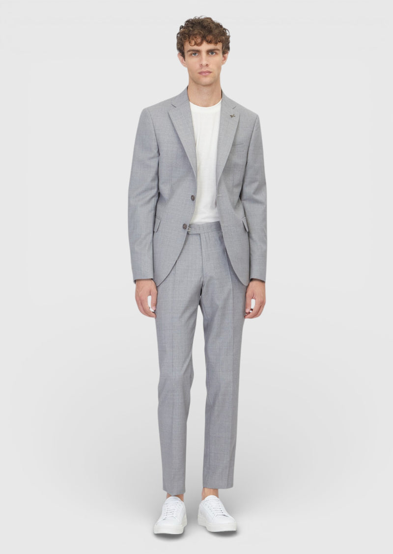 Gri Düz Modern Fit %100 Yün Takım Elbise