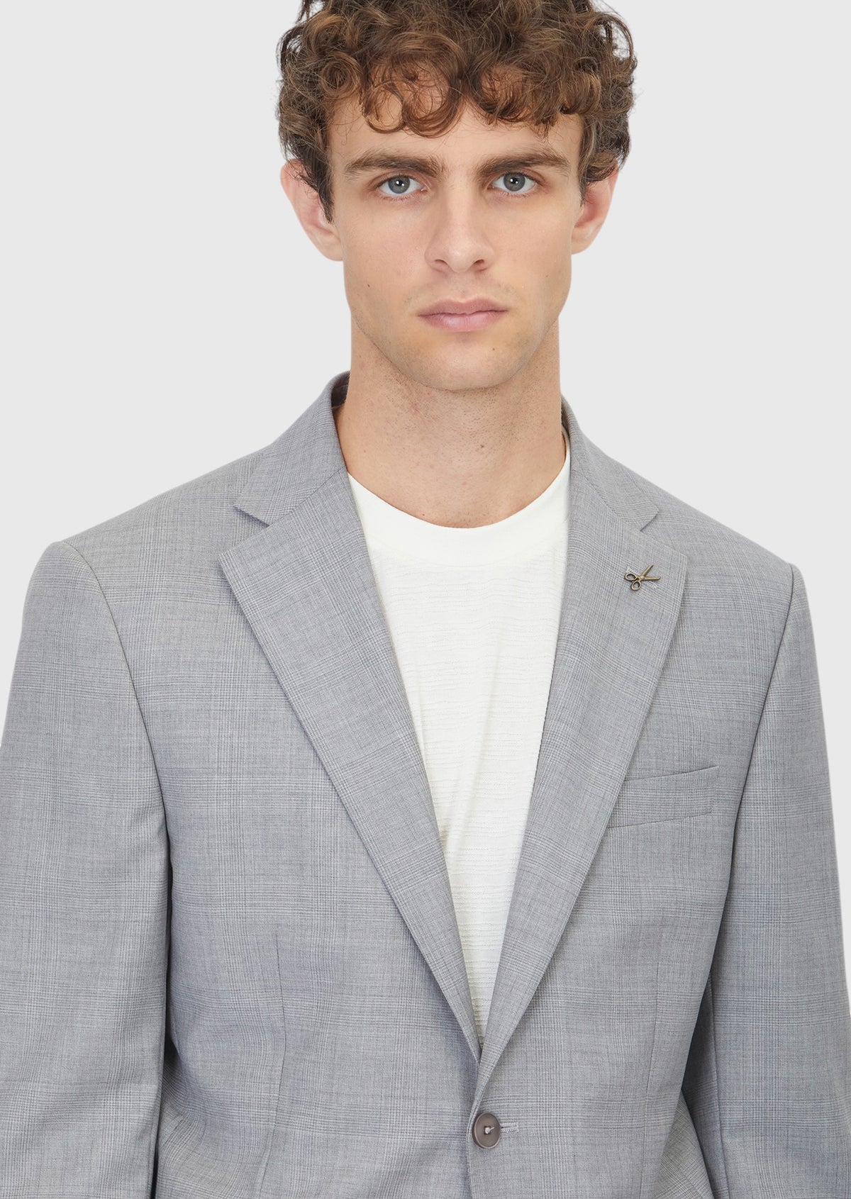 Gri Düz Modern Fit %100 Yün Takım Elbise