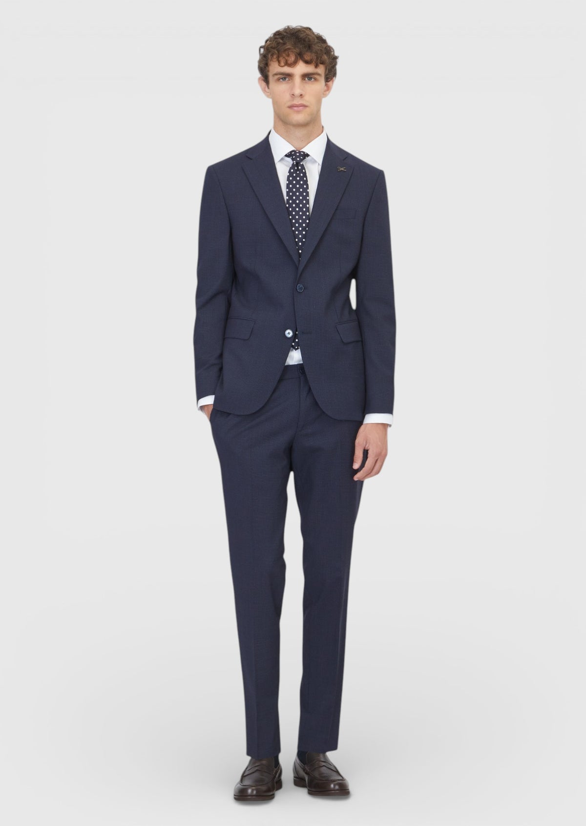 Lacivert Mikro Modern Fit Yün Karışımlı Takım Elbise