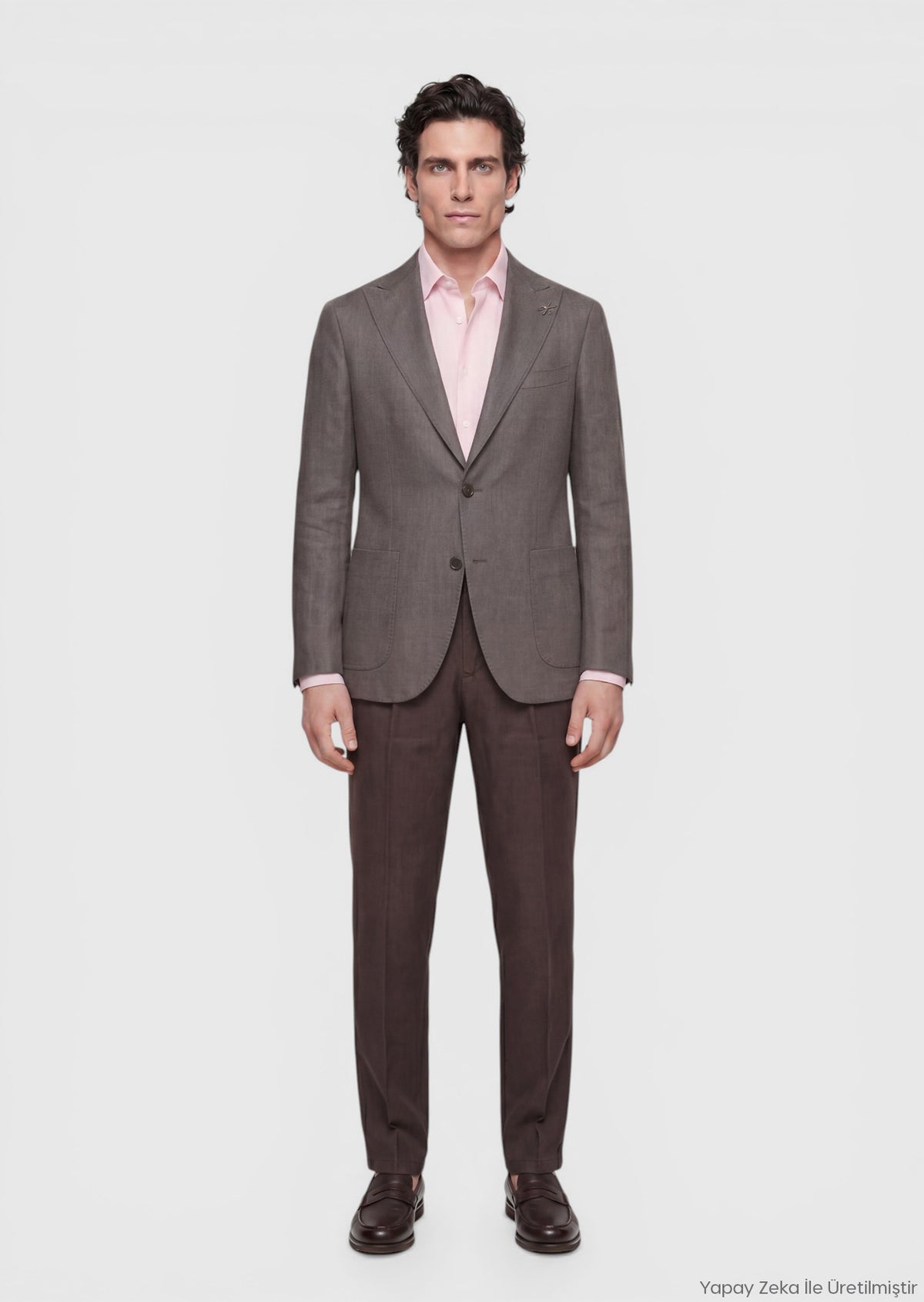 Açık Kahve Düz Zeroweight Slim Fit Keten Karışımlı Ceket