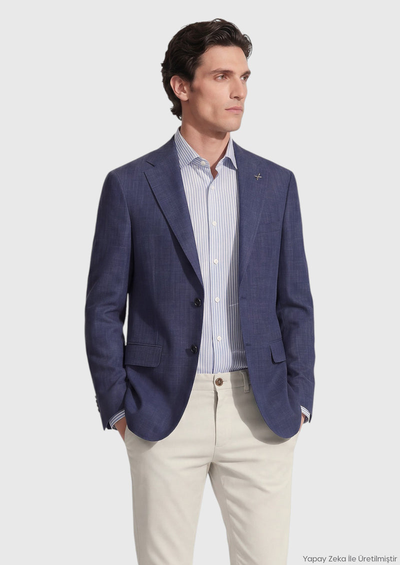 İndigo Regular Fit İpek Karışımlı Ceket